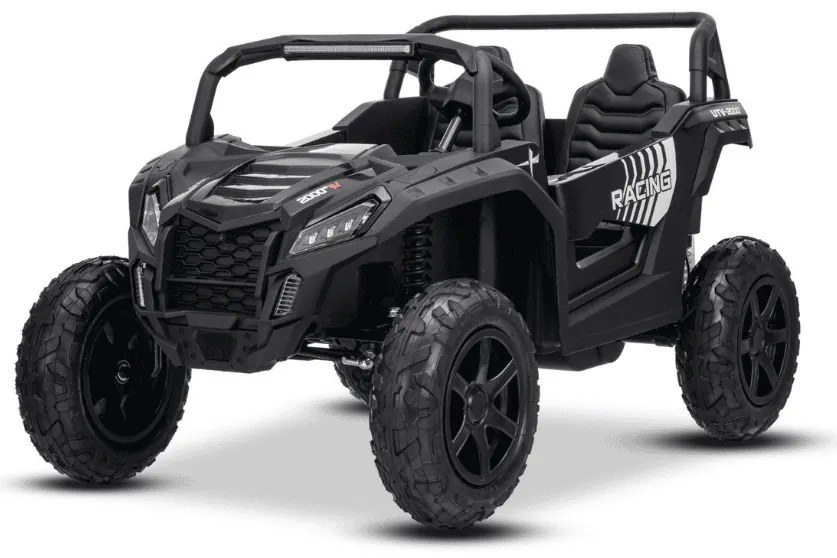 Carro elétrico para crianças UTV XXL 24V 2 Lugares em couro, travão de discos, luzes LED, rodas de borracha insufláveis com suspensão traseira, leitor