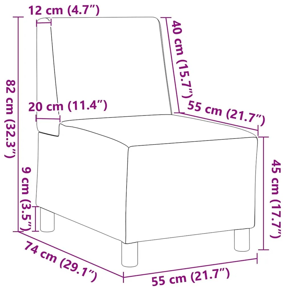 Poltrona 55 cm couro artificial castanho