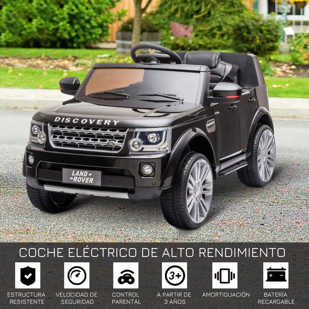 HOMCOM Carro Elétrico para Crianças acima de 3 Anos com Licença de Land Rover Controle Remoto Bateria de 12V e 2 Motores Velocidade de 3-5 km / h 102,5x69x55,4 cm preto