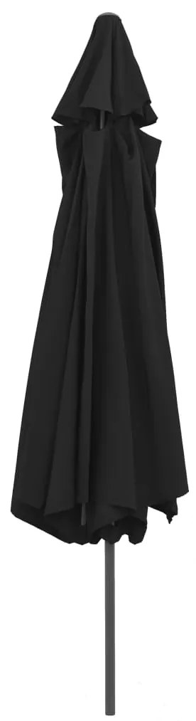 Guarda-sol de jardim com poste de metal 390 cm preto