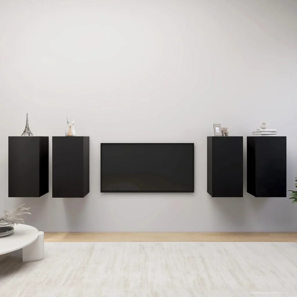 vidaXL Móveis de TV 4 pcs 30,5x30x60 cm derivados de madeira preto