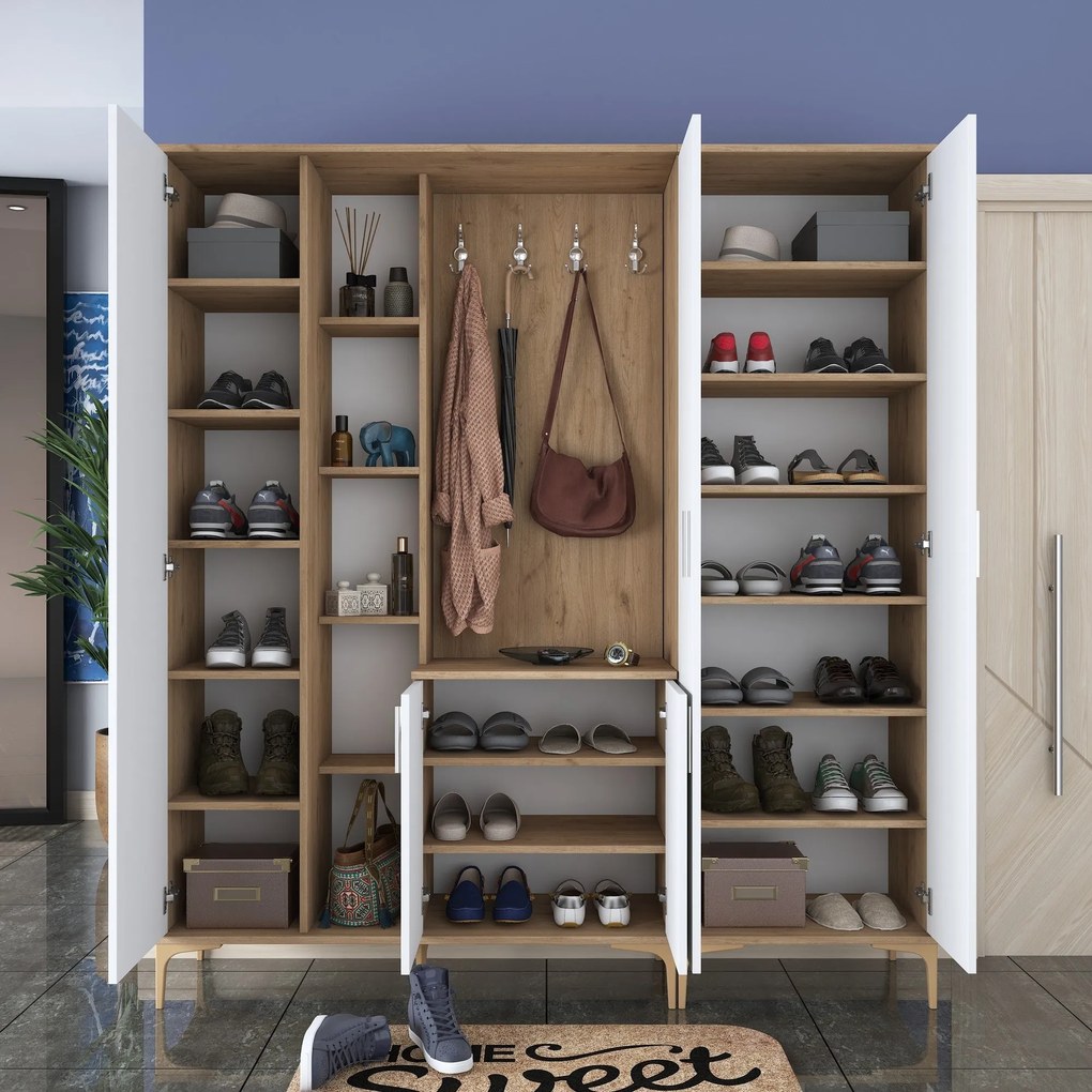 Hall Stand EA131 – Nogueira Branco – 180x198,6x37,5 cm