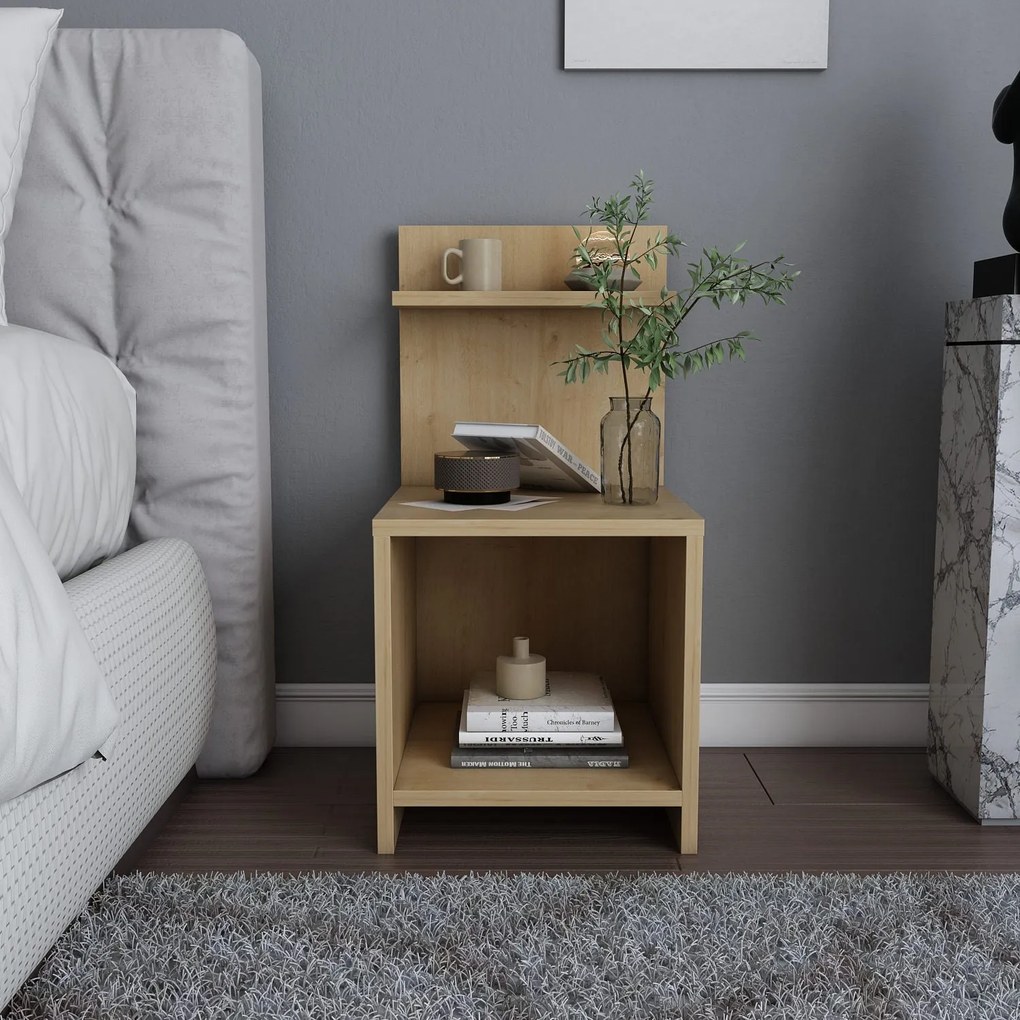 Mesa de Cabeceira Ullman – Cor Carvalho – 35,6 cm x 37,4 cm x 72 cm