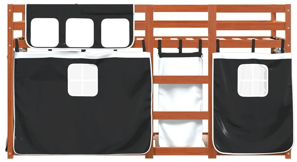 Beliche com cortinas 80x200 cm pinho maciço branco e preto