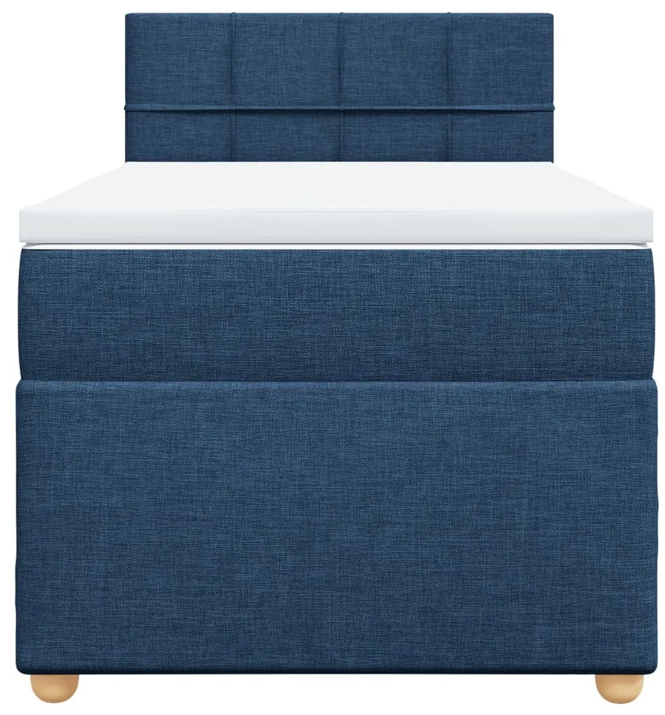 Cama com molas/colchão 80x200 cm tecido azul