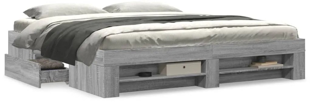 Estrutura de cama sem colchão 180x200 cm sonoma cinzento