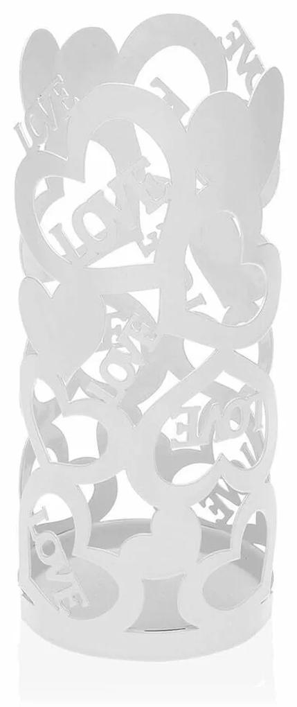 Porta-vasos Versa Cozy Branco Corações (8 x 18 x 8 cm)