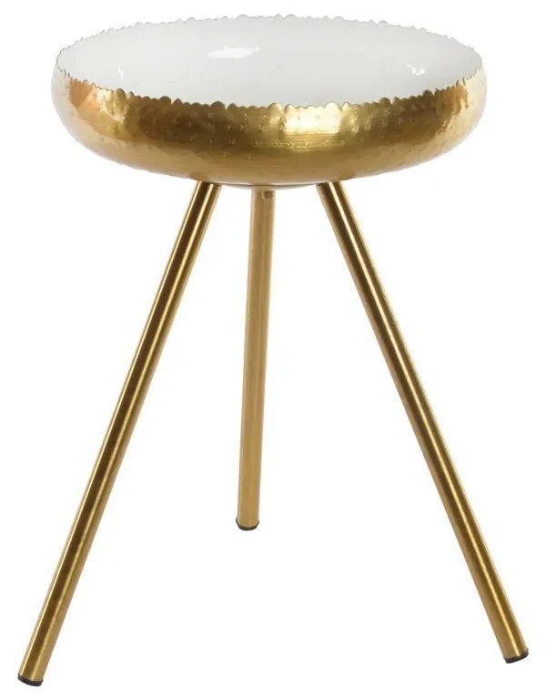 Mesa de Apoio Dkd Home Decor Dourado Alumínio Branco Lacado (43 X 43 X 61 cm)