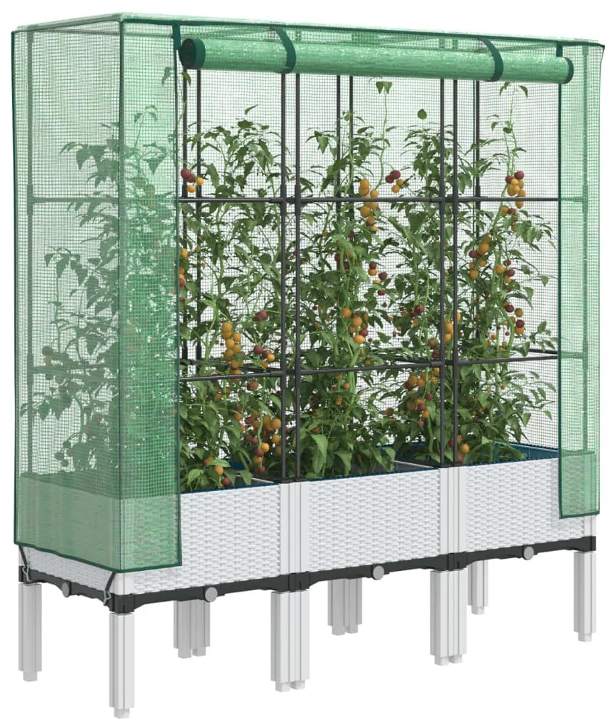 vidaXL Canteiro elevado com cobertura de estufa aspeto de vime