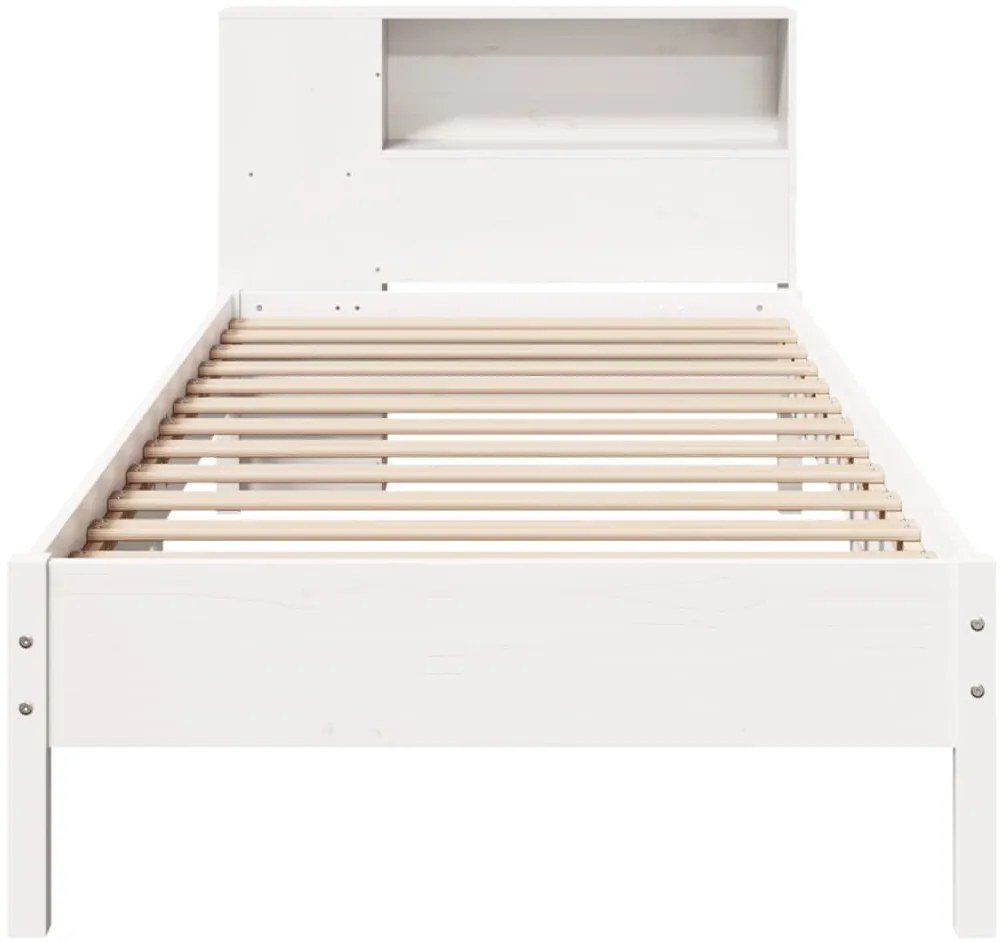 Cama com estante sem colchão 90x200 cm pinho maciço branco