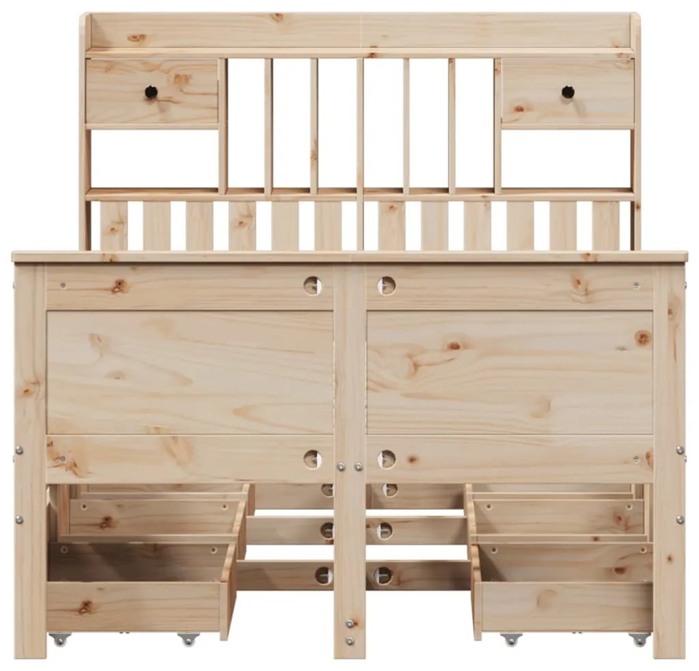 Cama com estante sem colchão 135x190 cm pinho maciço
