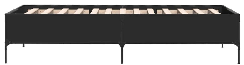 Estrutura de cama 90x190 cm derivados de madeira e metal preto