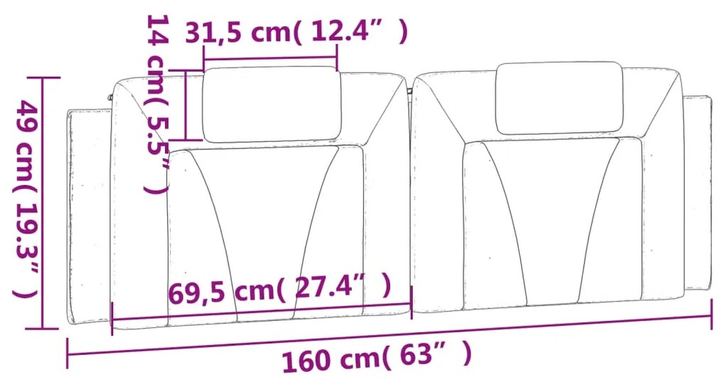 Almofadão de cabeceira 160 cm couro artificial cinzento