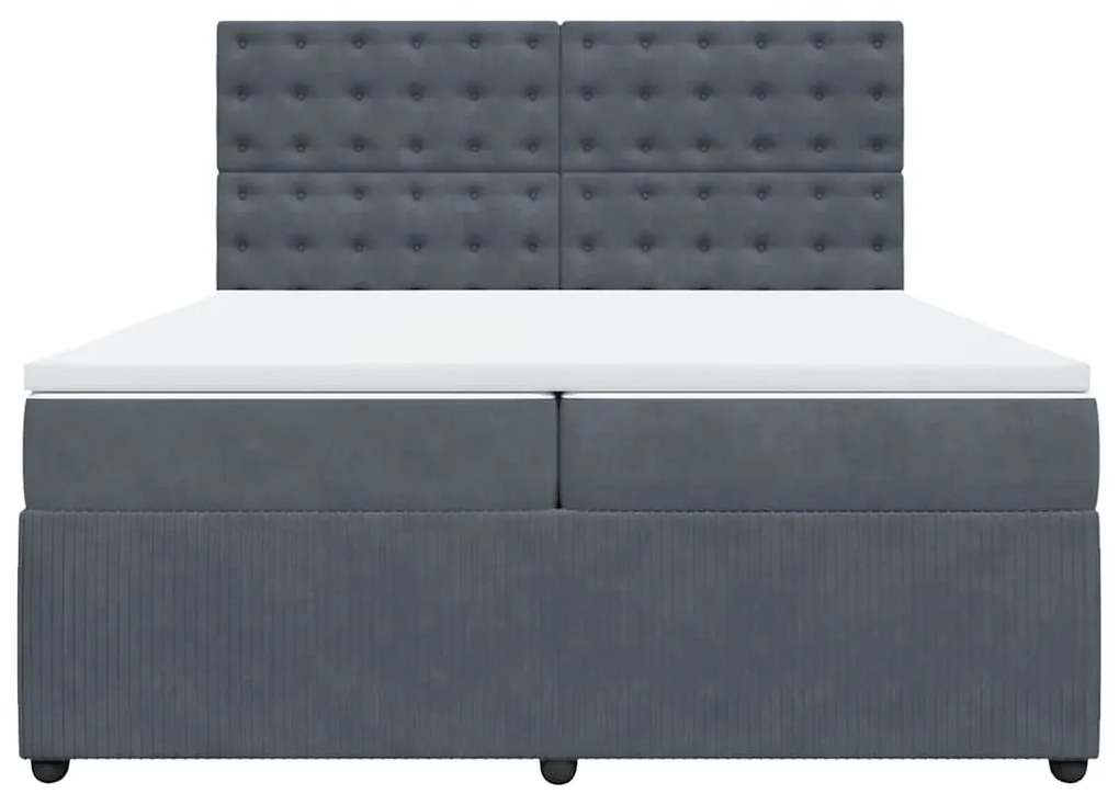 Cama com molas/colchão 200x200 cm veludo cinzento-escuro