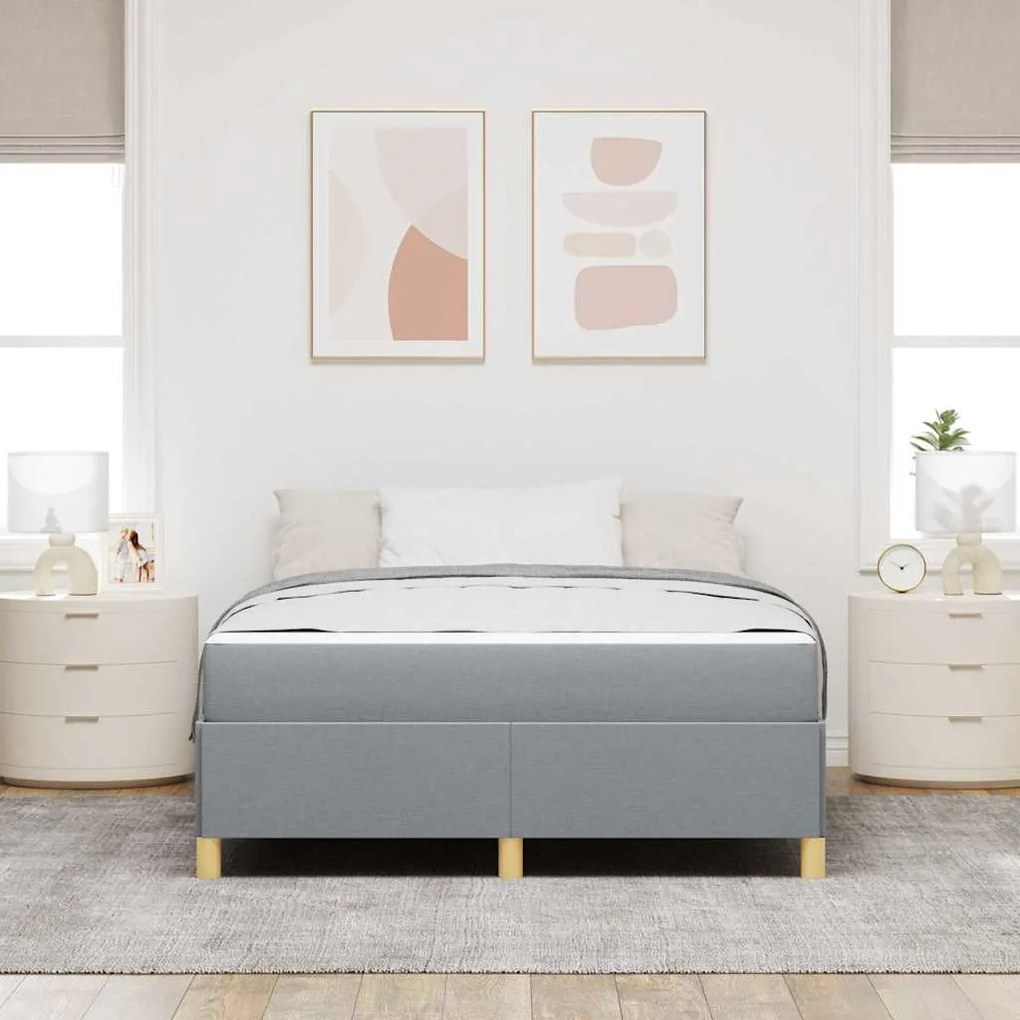 Cama Box Cinza Claro e Branco e Cinza Claro 140 x 200 cm tecido