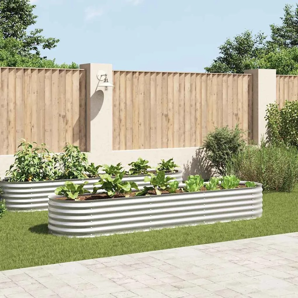 Canteiro elevado de jardim aço galvanizado 320x80x44cm prateado