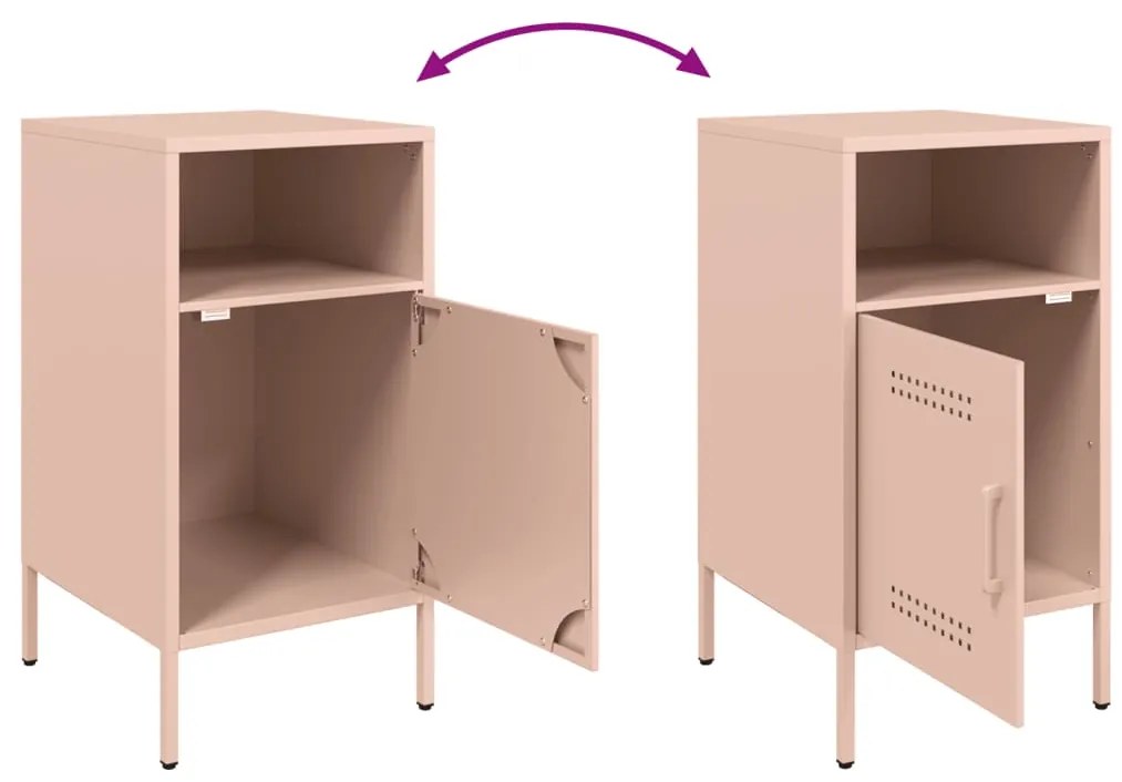Mesas de cabeceira 2 pcs 36x39x68 cm aço rosa