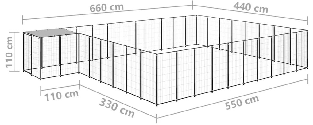 Canil 25,41 m² aço preto