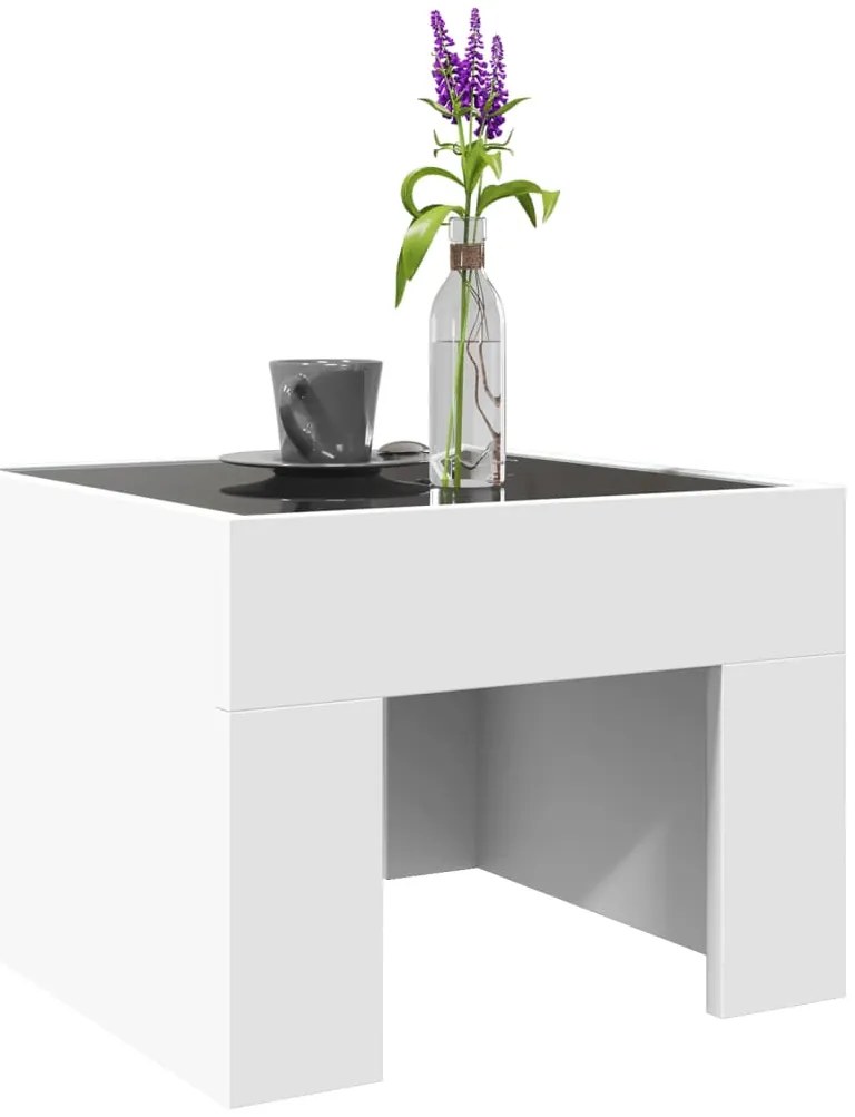 Mesa de centro com luzes LED Infinity 40x40x30 cm branco