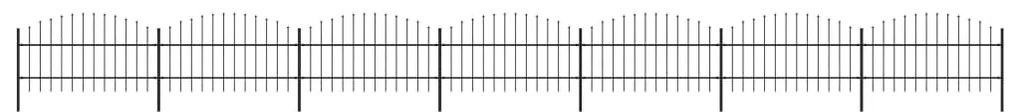 vidaXL Cerca de jardim com topo em lanças (0,75-1)x11,9 m aço preto