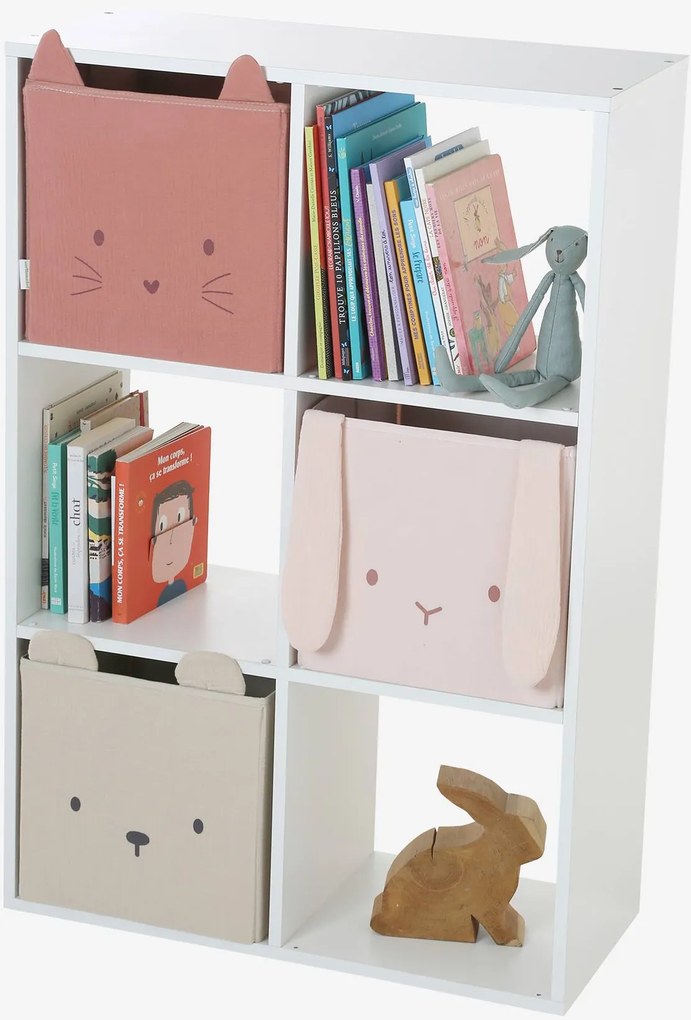 Móvel de arrumação com 6 compartimentos branco claro liso