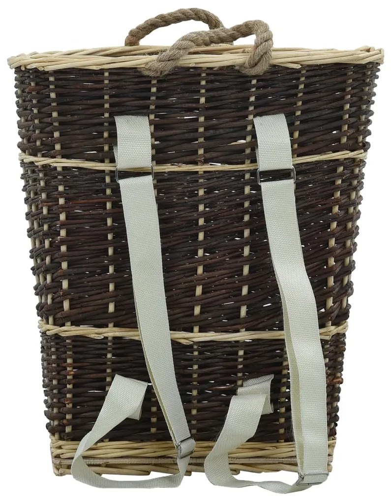 Mochila para lenha com alças 44,5x37x50cm salgueiro natural