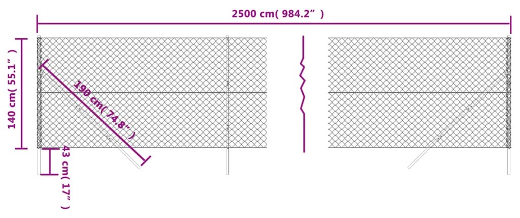 Cerca de arame 1,4x25 m antracite