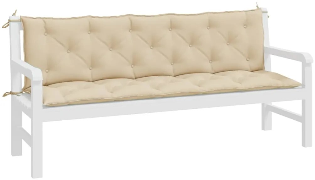Almofadões banco jardim 2 pcs 180x50x7cm tecido oxford bege