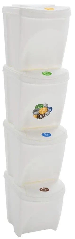 152201 vidaXL Caixotes do lixo empilháveis 4 pcs 100 L polipropileno branco