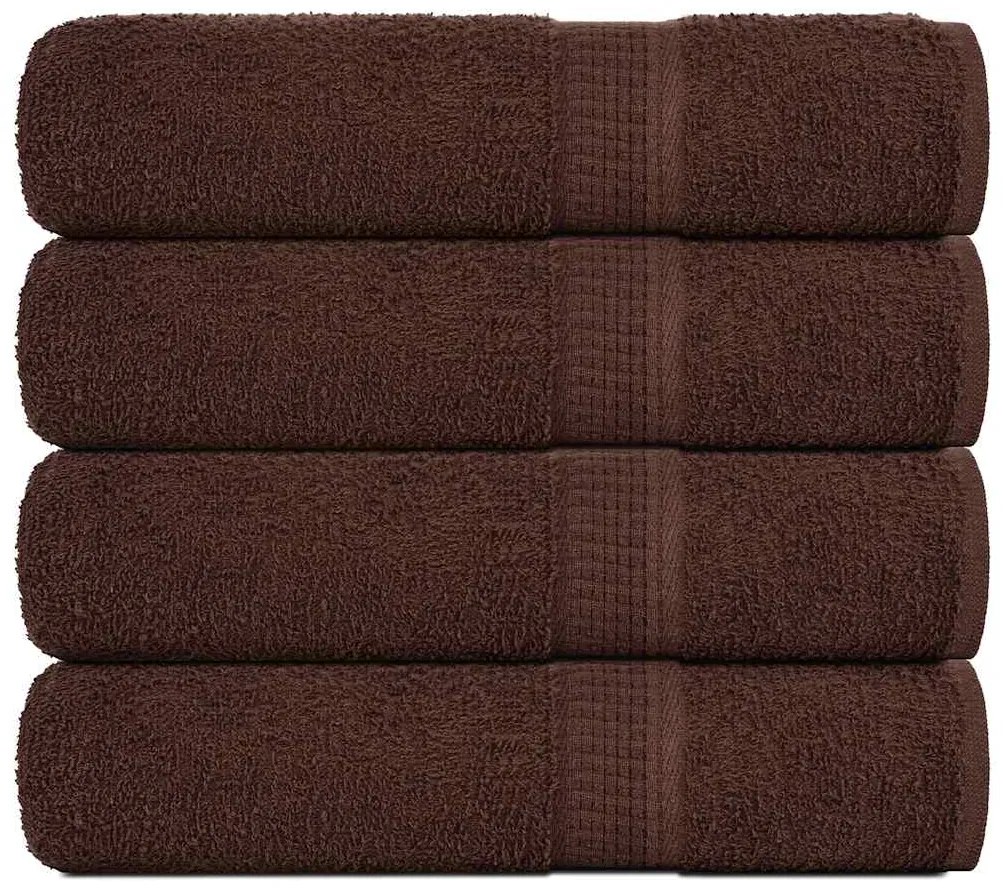 Toalhas de mãos 4 pcs 50x100 cm 360 gsm 100% algodão castanho