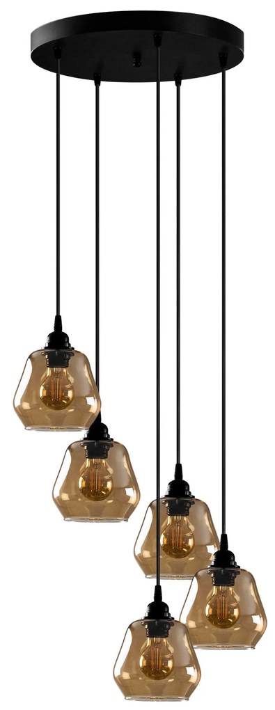 Candeeiro Suspenso Gold – Dourado e Preto – 49 x 49 cm