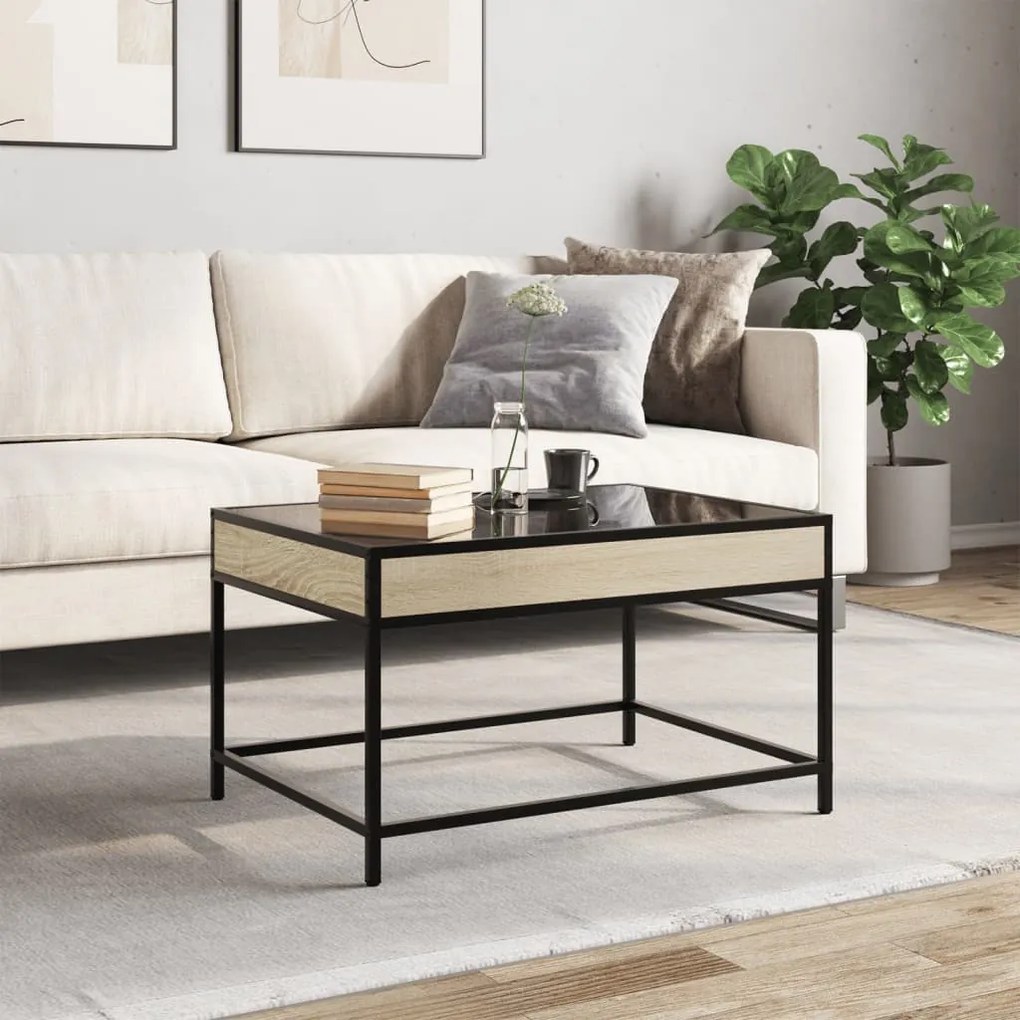 Mesa de centro luzes LED Infinity 70x50x41 cm carvalho sonoma