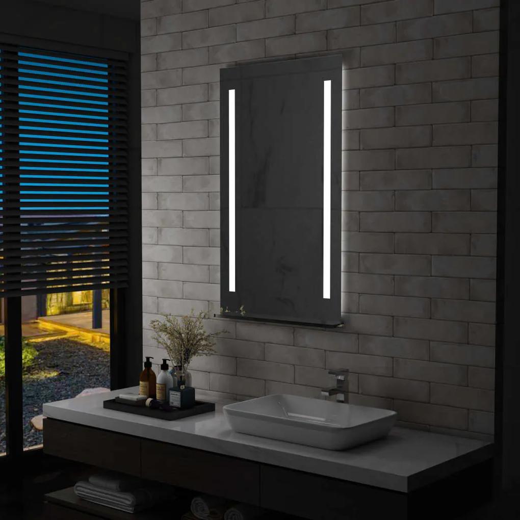 144716 vidaXL Espelho de parede LED c/ prateleira para casa de banho 60x100cm