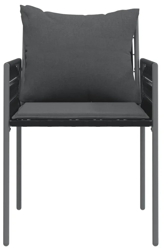 Cadeiras jardim c/ almofadões 4 pcs 54x61x83 cm vime PE preto
