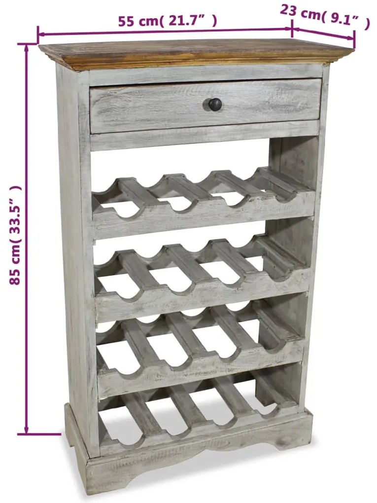 Garrafeira madeira de mogno maciça 55x23x85 cm