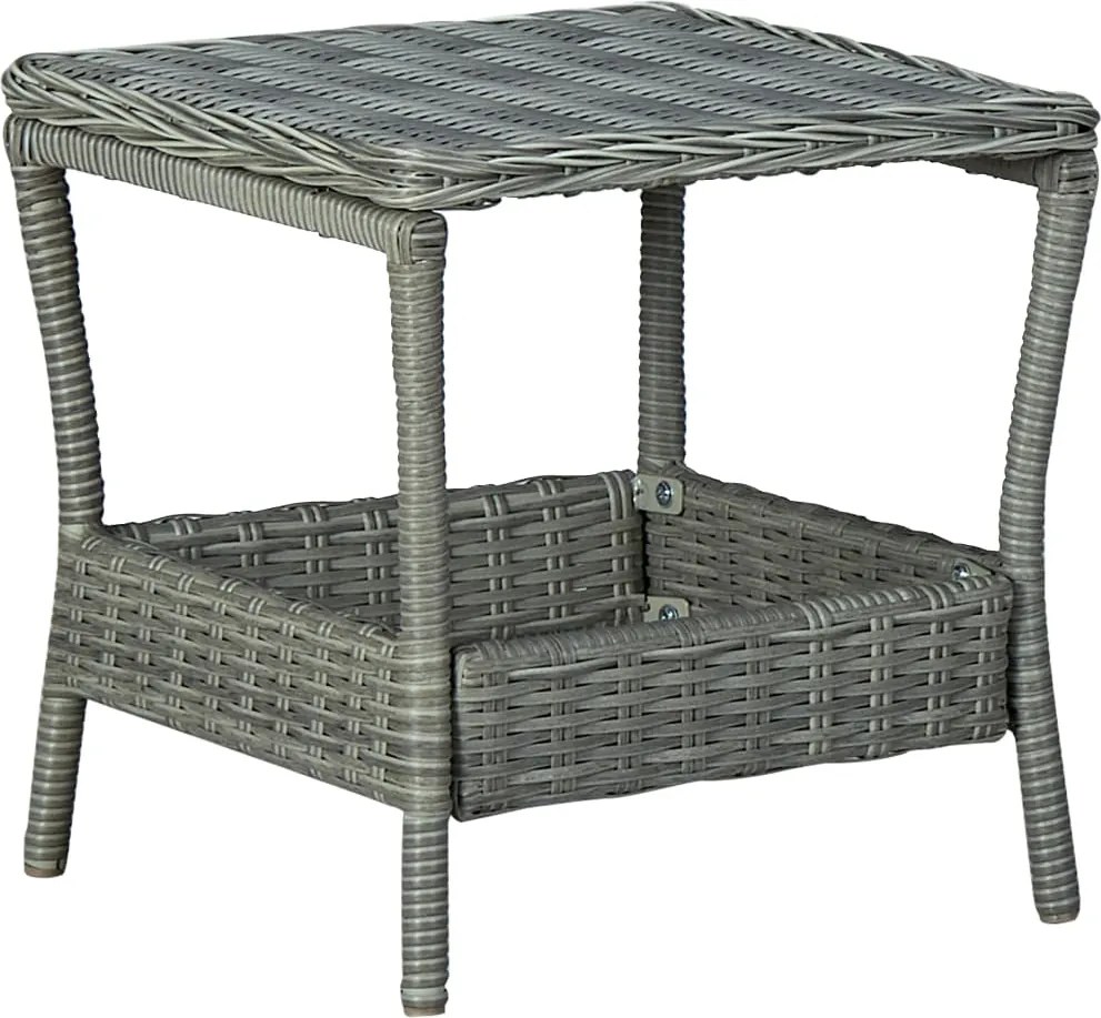 vidaXL Mesa de jardim em vime PE 45x45x46,5 cm cinzento-claro