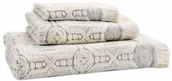 Jogo toalhas de banho jacquard com franjas - 550 gr/m2 - 83% algodão  / 13% linho: 1 Toalha P/ medida 100x150 cm - 50x100 cm - 30x50 cm