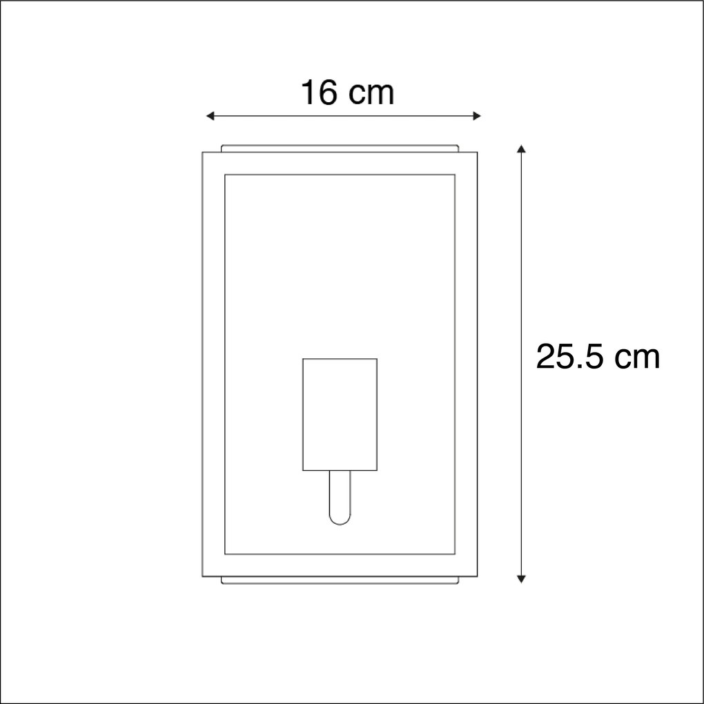 Candeeiro de parede exterior industrial preto com vidro 25,5 cm IP44 - Rotterdam Moderno,Rústico