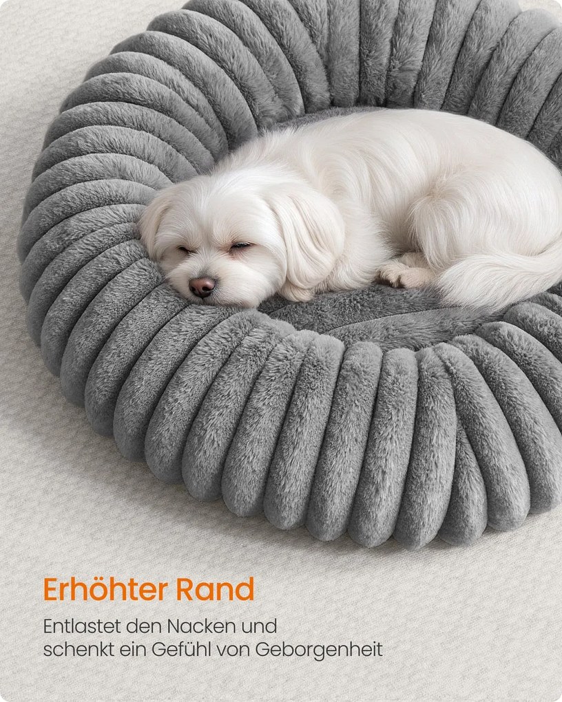 Cama para cães com 60 cm de diâmetro, lavável, cinzento