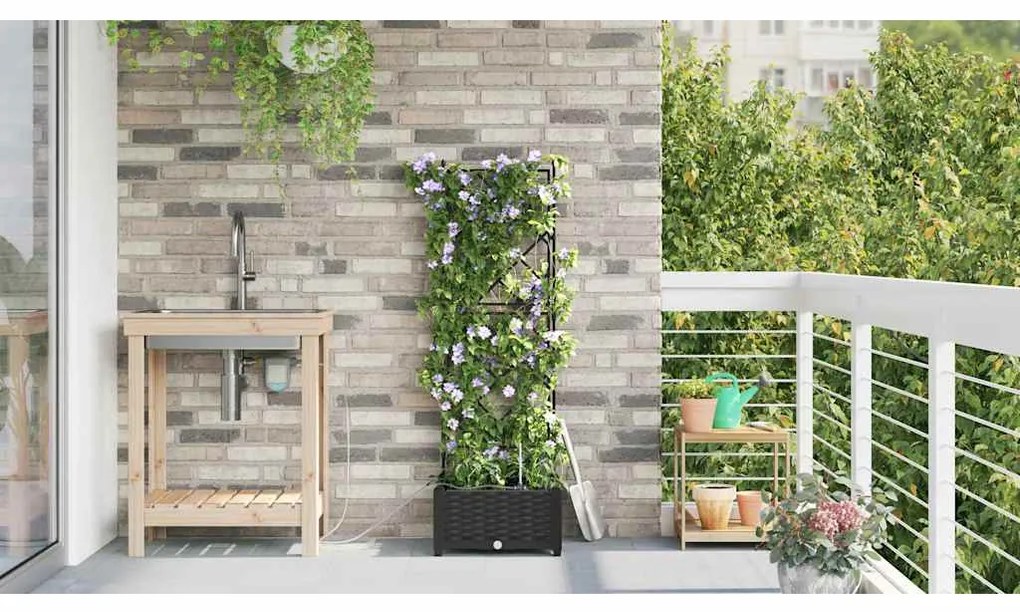 Jardineiras de Jardim 1 pc Preto 40 x 40 x 126 cm Plástico