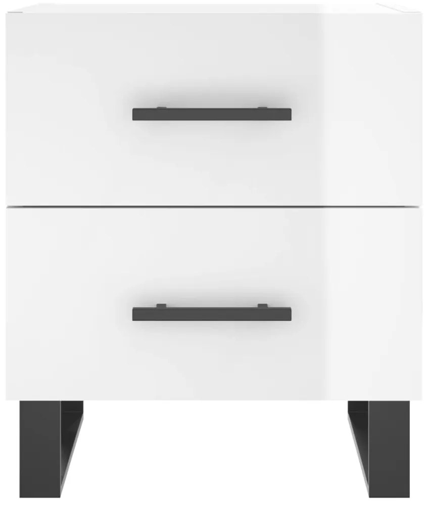 Mesas de cabeceira 2pcs derivados de madeira branco brilhante