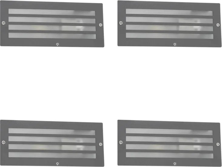 Conjunto de 4 focos embutidos modernos cinza escuro IP44 - Hurricane