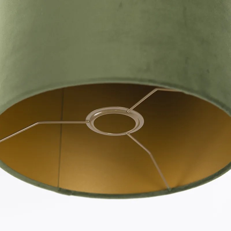 Abajur de veludo verde 25/25/25 com interior dourado
