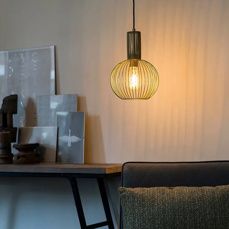 Candeeiro de suspensão design dourado - Wire Whisk