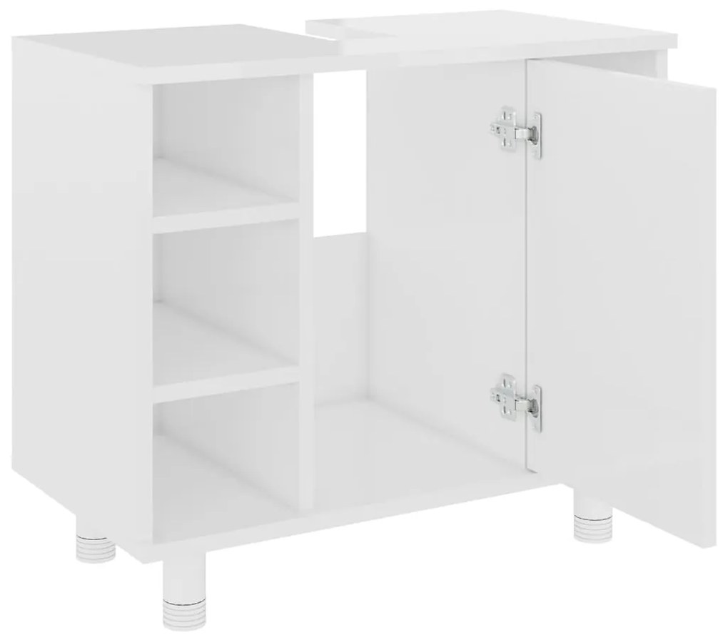 Armário casa de banho 60x32x53,5 cm contrapl. branco brilhante