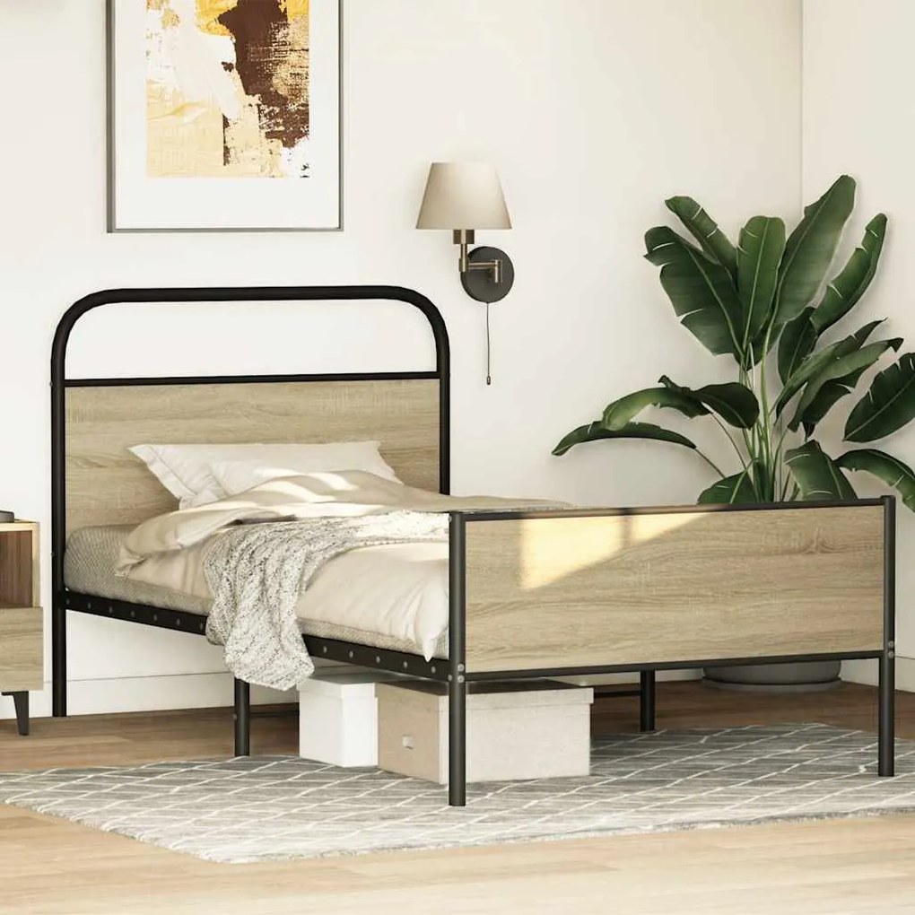 Estrutura cama s/ colchão derivados de madeira carvalho sonoma