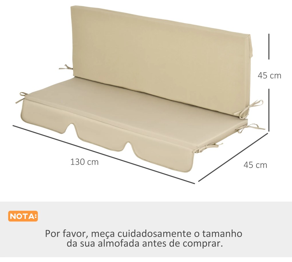 Almofada para Baloiço de 2 Peças Almofada para Baloiço de Assento e Encosto Acolchoado 130x45x5 cm Bege