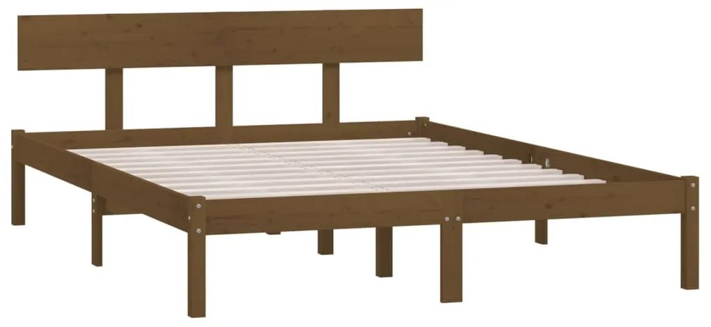 Estrutura de cama 120x200 cm madeira pinho maciço castanho mel