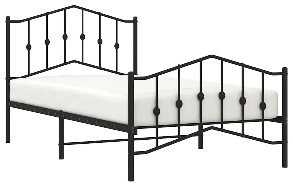 Estrutura de cama com cabeceira e pés 100x190 cm metal preto