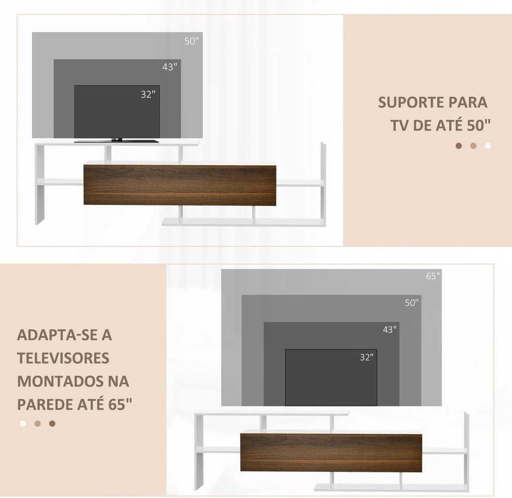 Móvel de TV Moderno Móvel de Sala de Estar para Televisores 153,6x25x4